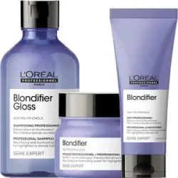750ml L'Oréal Professionnel Paris Serie Expert Blondifier Gloss Trio Set (Shampoo 300 ml + Conditioner 200ml + Maske 250ml)