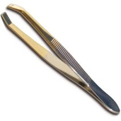 Canal Haarpinzette gerade vergoldete Spitze, 8 cm
