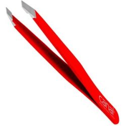 Canal Haarpinzette, schräg, satin, rostfrei, 9 cm Rot