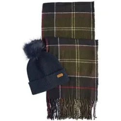 BARBOUR Geschenkset Beanie und Schal DOVER dunkelgrün Damen