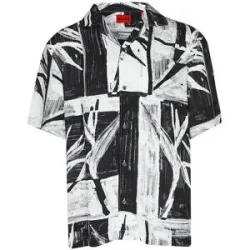 HUGO Hemd Oversized Fit EXOLINO  schwarz   XL Herren