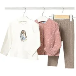 MAYORAL Baby Set 3-teilig Jacke, Langarmshirt und Leggings rosa   74