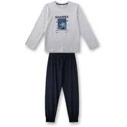 SANETTA Jungen Pyjama 2-teilig Langarmshirt und Hose hellgrau   152 Jungen