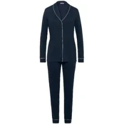HANRO Pyjama Natural Comfort blau   XL Damen