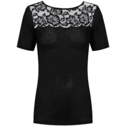 MEY T-Shirt WOOL LOVE schwarz schwarz   S/M Damen