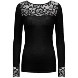 MEY Langarmshirt - Loungeshirt WOOL LOVE schwarz schwarz   XXS/XS Damen