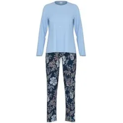MEY Pyjama NOSTALGIA  deep marine dunkelblau   48 Damen