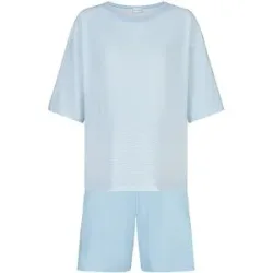 MEY Pyjama SIMPLE STRIPES alice blue hellblau   42 Damen