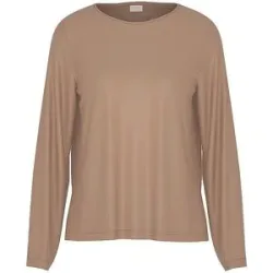MEY Pyjama Langarmshirt PURE SHINE beige   M Damen