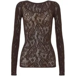 WOLFORD Langarmshirt INFINITE ROSE NET braun   L Damen