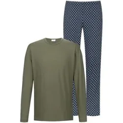 MEY Pyjama SLEEK CIRCLES black forest green olive   XXL Herren