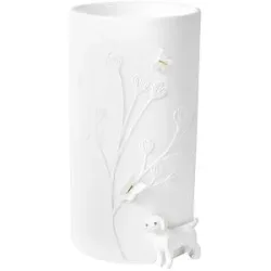 RAEDER Vase 9x17cm HUND STEHEND Weiss weiss baby