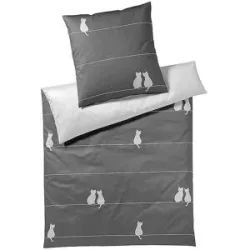 ELEGANTE Satin Bettwäsche  YOU & ME 70x90/140x200cm Schwarz schwarz