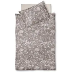 FLEURESSE Satin Bettwäsche 70x90cm/140x200cm MODERN GARDEN B Taupe hellbraun