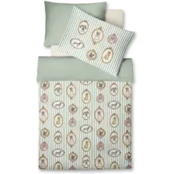 FLEURESSE Satin Bettwäsche SWEET ART 70x90cm / 140x200cm Tea Room Sage hellgrün