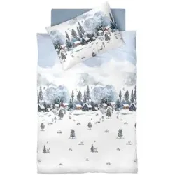 FLEURESSE Flanell Bettwäsche 70x90cm/140x200cm ASPEN Blue bunt