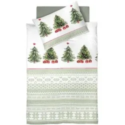 FLEURESSE Flanell Bettwäsche 70x90cm/140x200cm ASPEN Pine bunt