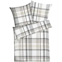 KAEPPEL Flanell Bettwäsche MADRAS KARO 70x90cm/140x200cm Natur hellgrau baby