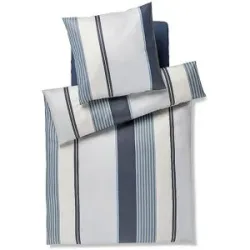JOOP! Satin Bettwäsche HERRINGBONE STRIPES 70x90cm/140x220cm Ocean dunkelblau