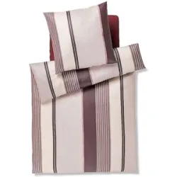 JOOP! Satin Bettwäsche HERRINGBONE STRIPES 70x90cm/140x200cm Rose  beere