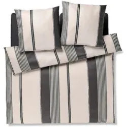 JOOP! Satin Bettwäsche HERRINBONE STRIPES 2x70x90cm/200x200cm Black schwarz