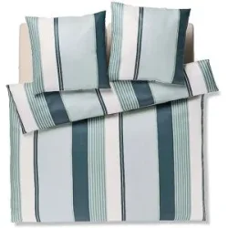 JOOP! Satin Bettwäsche HERRINBONE STRIPES 2x70x90cm/200x200cm Emerald dunkelgrün