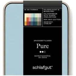 SCHLAFGUT Jersey Spannleintuch PURE 90x200cm Blue Light S hellblau baby