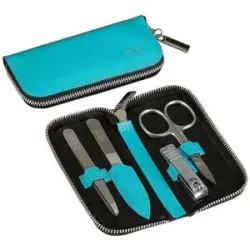 CANAL Reißverschluss-Etui aus Spaltleder 4-teilig (Türkis) 5381 baby
