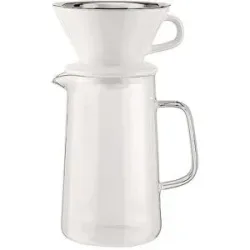 Alessi Kaffee Set 3-tlg SLOW COFFEE Glas/Weiss/Edelstahl baby