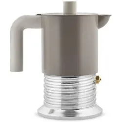 Alessi Espressomaschine VITE 3 Tassen Aluminium/Warmgrey camel