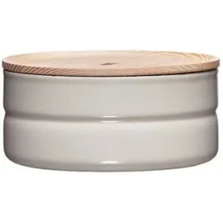 RIESS Frischhaltedose - Emaille Vorratsdose mit Eschenholz-Deckel Truehomewear  6cm 615ml grau