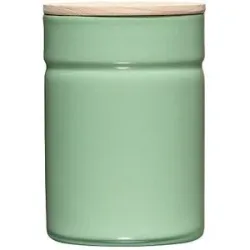 RIESS Frischhaltedose - Emaille Vorratsdose mit Eschenholz-Deckel Truehomewear  12 cm 525ml grün