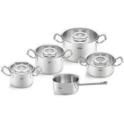 FISSLER Kochtopf Set 5-tlg. mit Glasdeckel ORIGINAL PROFI COLLECTION Edelstahl/Matt silber