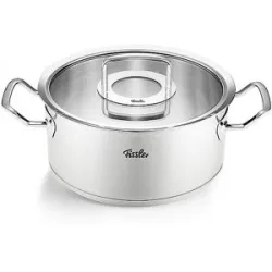 FISSLER Kochtopf mit Glasdeckel ORIGINAL PROFI COLLECTION 24cm/4,6l Edelsathl silber
