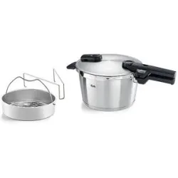 FISSLER Schnellkochtopf mit Dämpfeinsatz VITAQUICK 22cm /4,5l Edelstahl silber