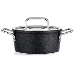 FISSLER Kochtopf mit Gasdeckel ADAM0ANT 18cm/2l Anihaft/Schwarz  schwarz baby