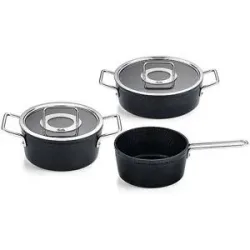 FISSLER Kochtopf Set 3tlg. mit Stielkasserolle ADAMANT Antihaft/Schwarz schwarz
