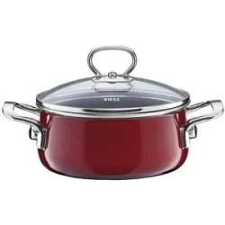 RIESS Kasserolle mit Glasdeckel NOUVELLE 16cm/1l Rosso dunkelrot baby