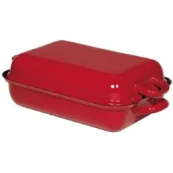 Riess, RIESS Bratpfanne mit Deckel Color Rot 32x22cm dunkelrot