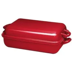 RIESS Bratpfanne mit Deckel 37x26cm Rot dunkelrot