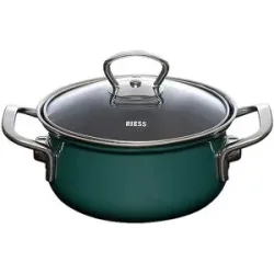 RIESS Kasserolle mit Glasdeckel TEAL 16cm/1l Blaugruen petrol