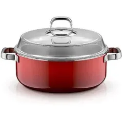 WMF Schmortopf mit Glasdeckel FUSINTEC MINERAL PRO 6ml/28cm Passion Red  dunkelrot