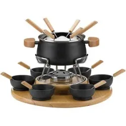 KELA Fonduekarussell Natura 23tlg 1,2l Schwarz/Buche schwarz