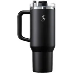 LURCH Isolier-Becher mit Trinkhalm 1,2l Schwarz  schwarz
