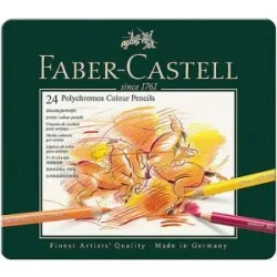 FABER-CASTELL Polychromos Farbstifte 24er Metalletui dunkelgrün