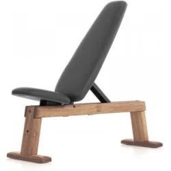 NOHRD WeightBench Hantelbank Eiche Vintage Kunstleder schwarz