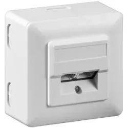 Goobay RJ45 CAT-5e Universal Aufputz Netwerkdose - Datendose - Geschirmt - Inkl. Aufputzmontage-Rahmen - 10 Gigabit Ethernet Netzwerk - Weiß