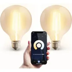 HOFTRONIC SMART 2x Smarte Glühbirne E27 - G95 - Wifi & Bluetooth - 806lm - 7 Watt - Warmweiß bis Kaltweiß