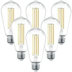 HOFTRONIC Set mit 6 Smart E27 LED-Glühlampen - 7 Watt 806 Lumen - ST64 Hell - 1800-3000 K - Dimmbar - Edison-Lampe