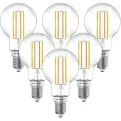 HOFTRONIC 6er-Set Smart WiFi LED-Glühlampe - E14 Fassung - 4,9 Watt 470 Lumen - P45 - E14-Fassung - Silberfassung - 1800-3000K dimmbar - Smart Light Bulb - Tropfenlampe